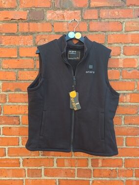 ORORO Women’s XL Heated Fleece Vest Black Full Zip NWT Battery Not Included (P)